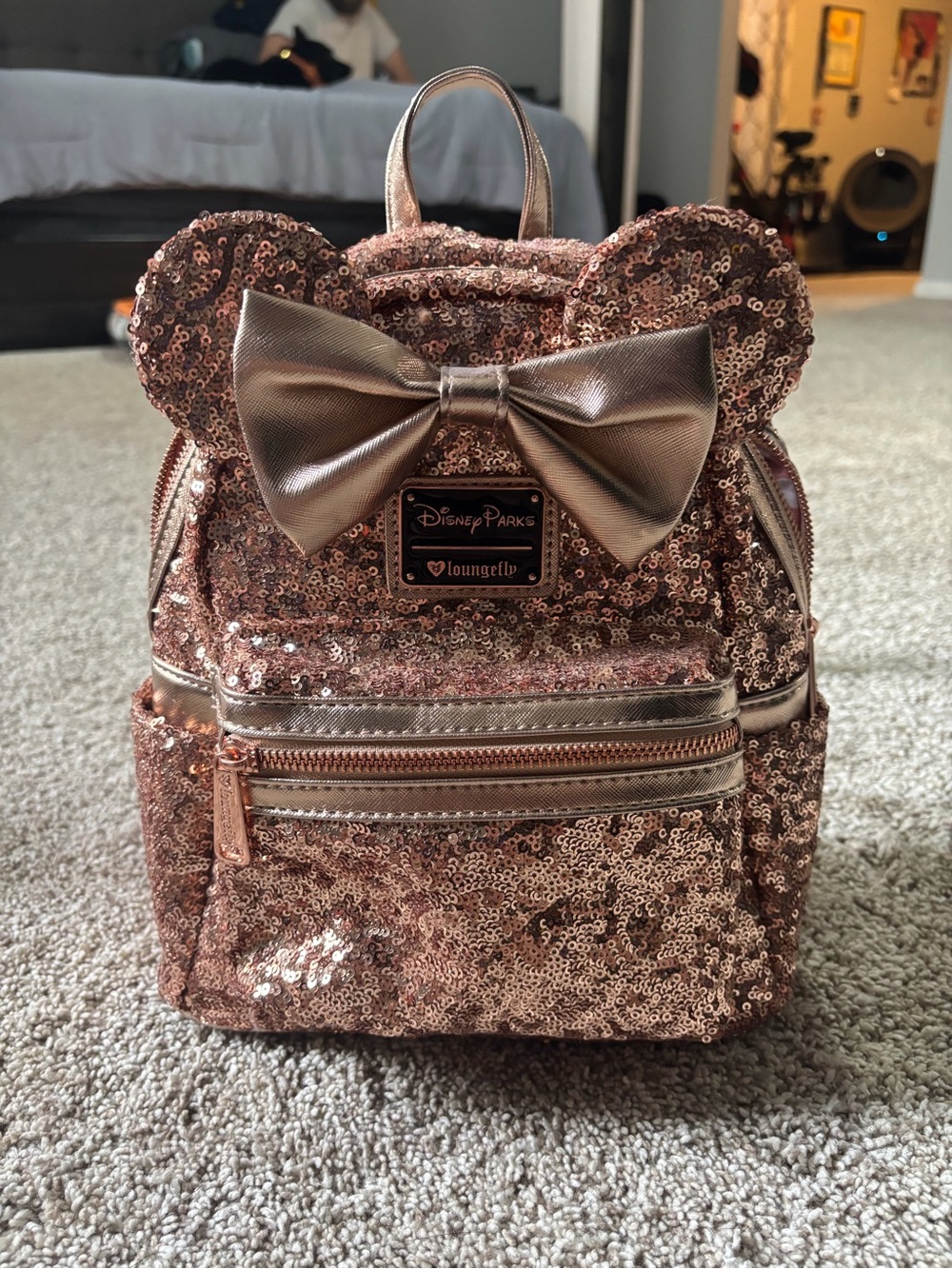 Disney Rose Gold Sequin Mini Backpack Loungefly